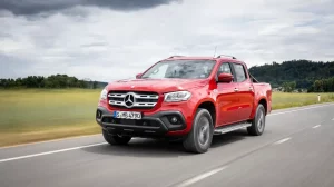 Mercedes-Benz X-Class V6 Power in red on the road