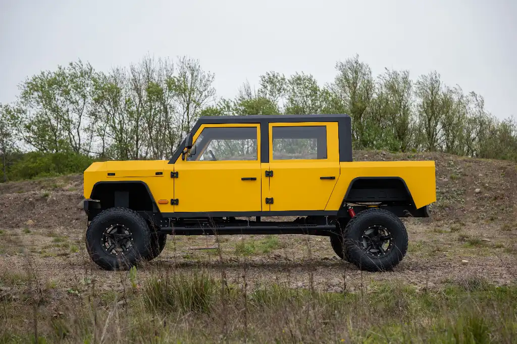 side view of the yellow pick-up