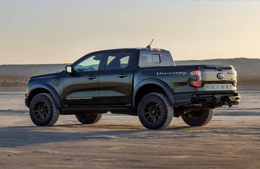 Rear view of the VelociRaptor 500 by Hennessey based on the Ford Ranger Raptor