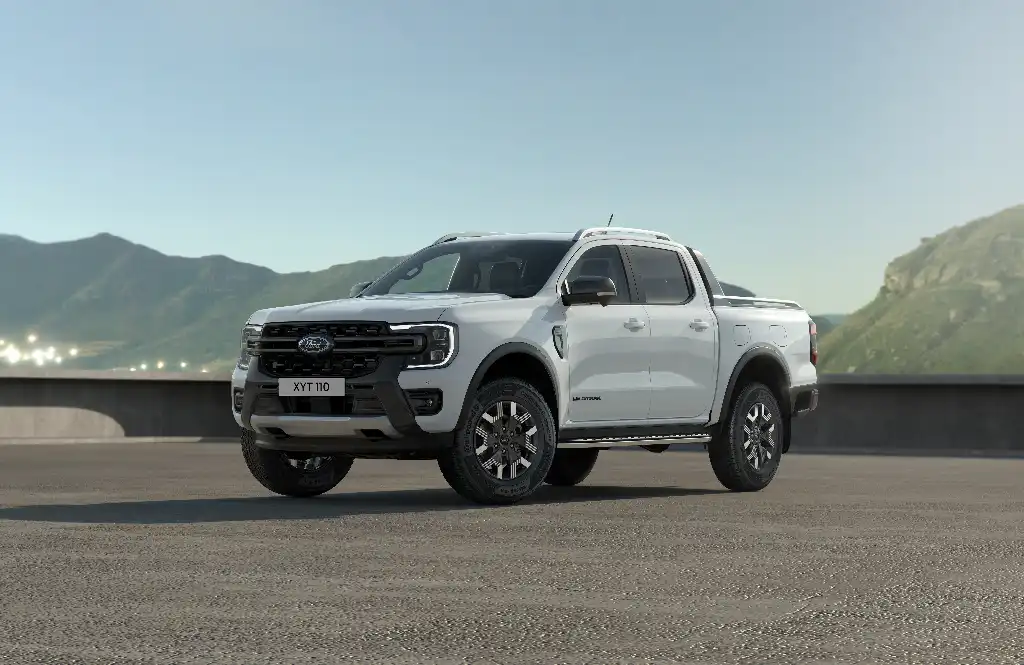 Ford Ranger Plug-in Hybrid front three quarters in white