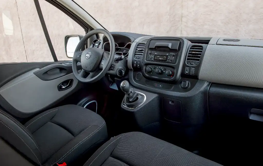 basic interior of Nissan NV300 with clipboard pull out