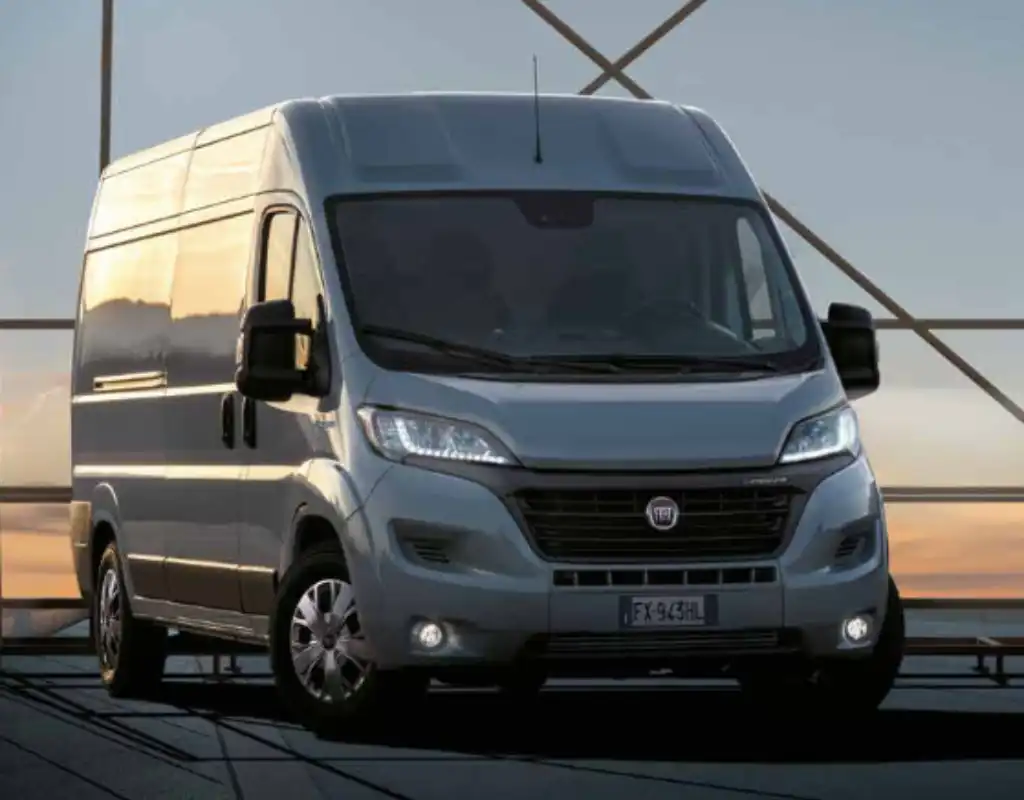 Fiat Ducato dimensions on a background of criss-crossed poles