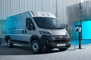 Peugeot E-Boxer payloads with van connected to a charger