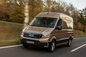 MAN TGE driving on the road