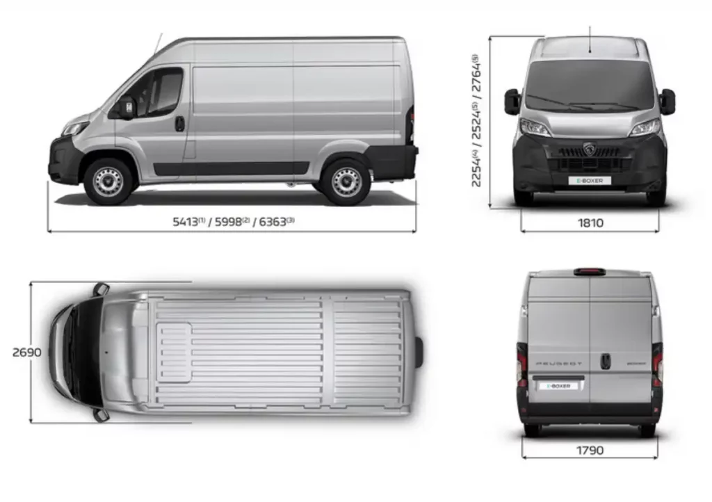 peugeot boxer length, height and width diagram
