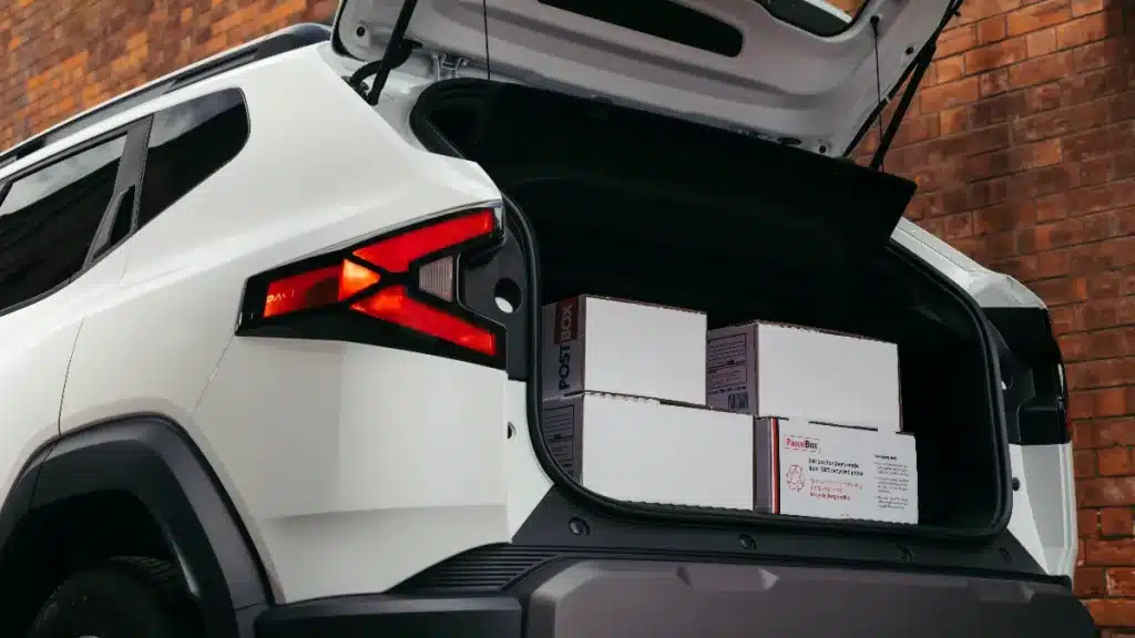 Dacia Duster Cargo rear space filled with boxes