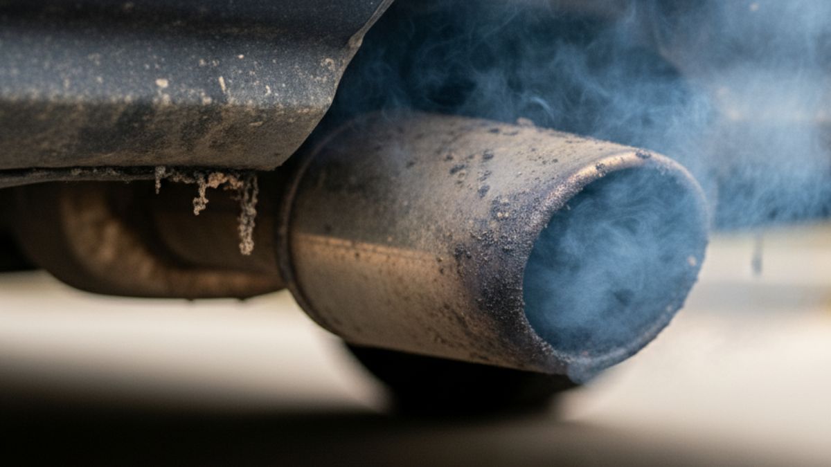 dirty and corroded exhaust pipe