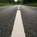 road central white line close up