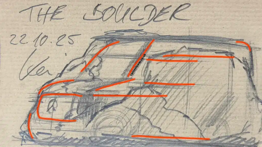 The Blouder sketch with lines
