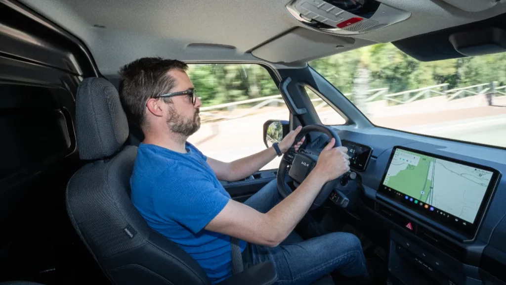 George Barrow driving electric Kia PV5 Cargo van
