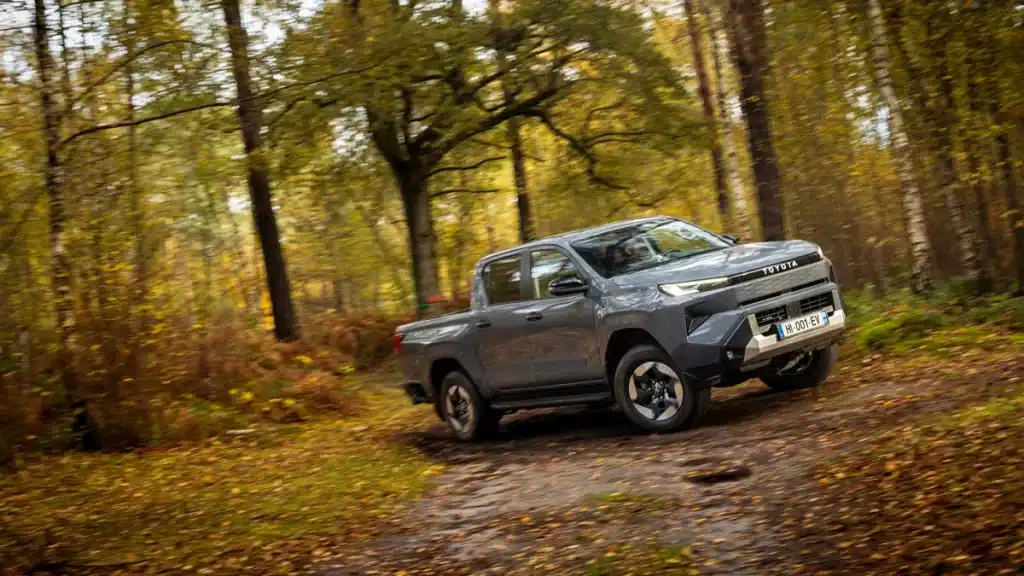 Toyota Hilux BEV in a forest