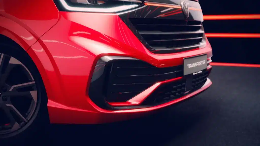 Volkswagen Transporter Sportline front splitter and lowered ride