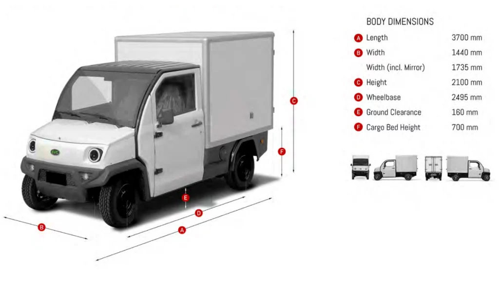 EVC CitySpriint dimensions diagram