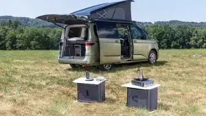 VW California and inflatable kitchen modules
